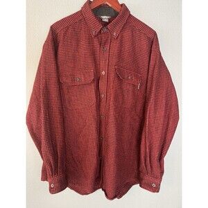 Woolrich Mens XL Red Black Buffalo Plaid 70% Wool Blend Shirt